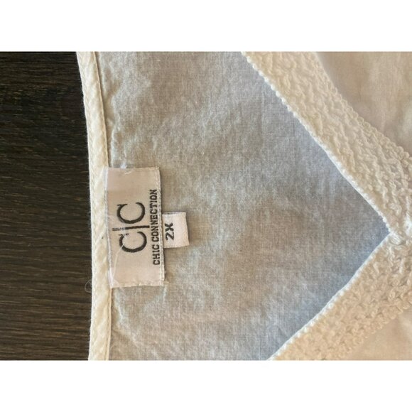 Chic Connection 2X White Embroidered Cotton Top - Picture 3 of 8